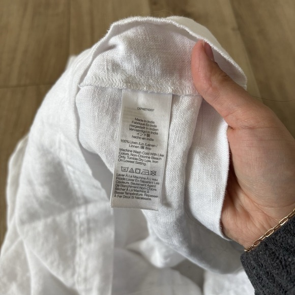 Madewell The Ariana V-Neck Mini Dress Eyelet White Linen Size Medium M Back Zip - Picture 3 of 7